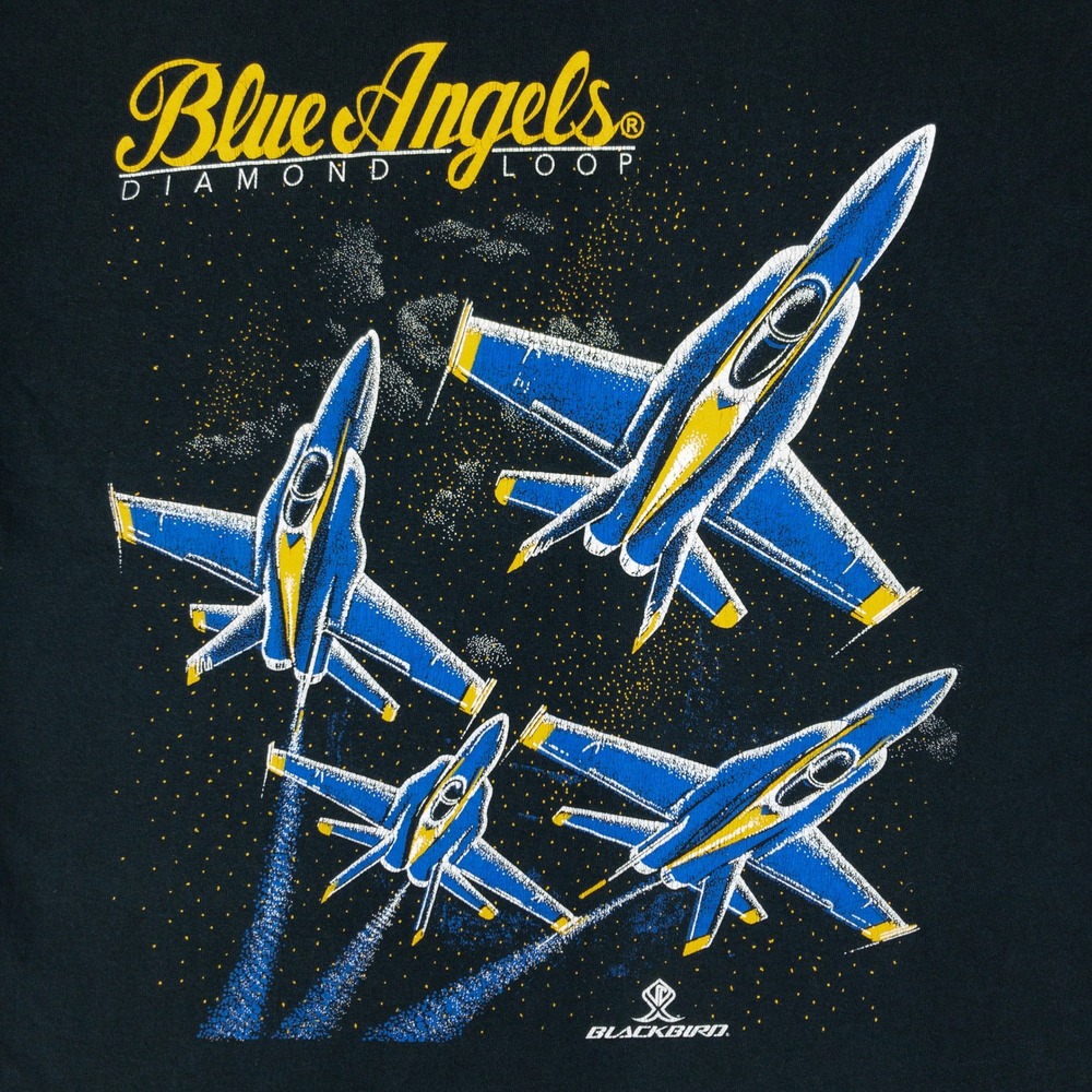 Blue Angels Tee Shirt Mens Medium Black Graphic Pilot Jet Gildan Double Loop - Picture 7 of 12